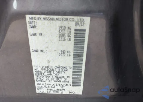 2013 Nissan Altima 2.5 Sv from USA, damaged, VIN 1N4AL3AP4DC145688